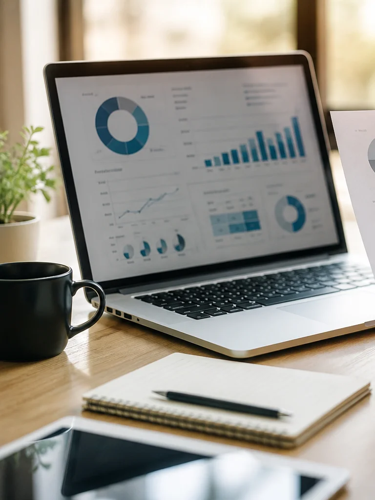 Laptop displaying digital marketing data and analytics dashboards to help businesses track touchpoints accurately.
